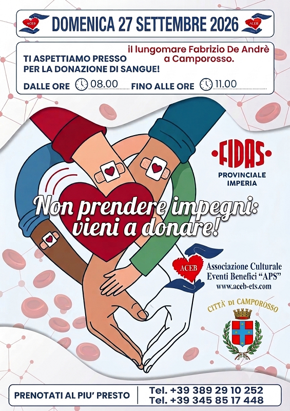 Giornata raccolta sangue 27 settembre 2026